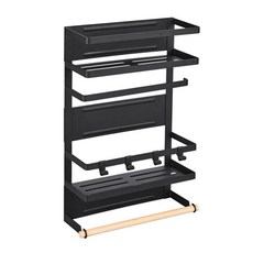 高級款超強力磁鐵鐵製收納架, 黑色, 3層