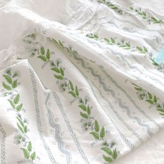 Chouchou Room 花園花朵亞麻布料, 1個, 綠葉花園