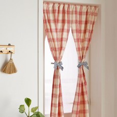 DECOTONIK 休閒格紋門簾, 紅色