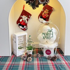 LOVELY FARM LED聖誕魔術氣球 + 壓克力樹套組, 3 聖誕快樂 + 1白色