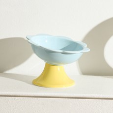 PASTEL PET 寵物花朵陶瓷斜口碗, 藍色, 1個