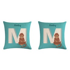 透過動物輕鬆學習英文 動物字母抱枕套 2入