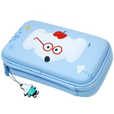 moong9 雙層口袋 浮雕 珍珠 EVA 收納包, 1個, 藍色