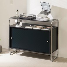 베이지메이트 비엔 미드센츄리 모던 슬라이딩 도어 수납장 1000 방문설치, 블랙