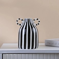 客廳裝飾條紋花瓶 BRP1137, 黑色