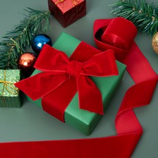 좋은기븐 크리스마스 벨벳리본, 레드, 1개, 18.3m