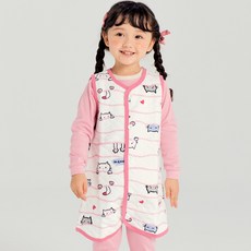 ttasom 兒童粉色喵喵睡背心