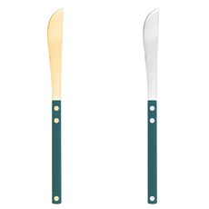 Bogen Ssentier 餐具晚餐刀 2件組, 1套, 水藍 + 金色, 水藍 + 銀色