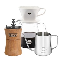 Comac 手沖居家咖啡3件組 MR9 + DN9 + KPS1, 雙刀片咖啡磨豆機 + 玻璃壺手沖組 + 手沖壺, 1個