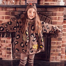 matildany 兒童款羔羊毛羊毛針織豹紋寬鬆版開襟衫