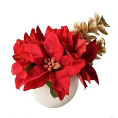 Meric Garden 高仿真 台灣手工限定聖誕紅小盆栽, 紅色, 1個