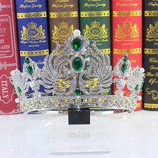 LUNA GLAM 巴洛克風格婚禮皇冠 WC503, 綠色 + 黃色, 1個