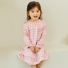 unifriend 女童格紋熊刷毛連身睡裙