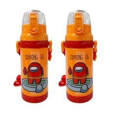 Le Barn Among Us 彈蓋式水壺, 橘紅色, 470ml, 2入