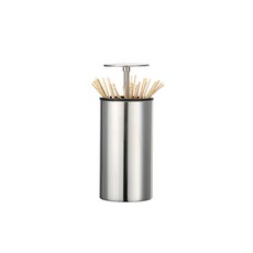 Booth Market 鋼製設計一鍵式自動牙籤筒, 銀色, 1個