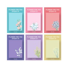 Monolike 自黏便利貼 Flower For You 6件組, 混色, 1套