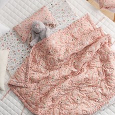 棉質午覺被子+墊子+被套+枕芯組, 粉色