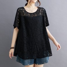 ATTERLIC 大尺碼鏤空花朵蕾絲上衣 10323