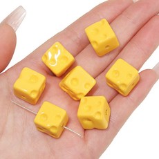 Allode 方形起司亮面方塊DIY串珠 14 x 14 mm 5入, B12 黃色, 5個
