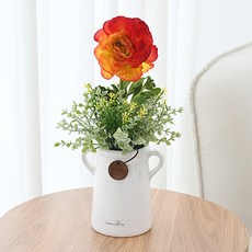 도시정원 조화 손잡이 러넌큘러스 소품, 레드, 1개