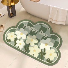 위더홈 해피 데이 플라워 구름 발매트, 그린