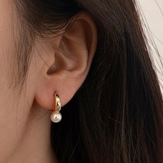 PEONIST 女款珍珠迷你圈形耳釘