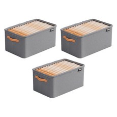 withWIN 부직포 접이식 리빙박스, 그레이, 중형(35 x 25 x 22 cm), 3개