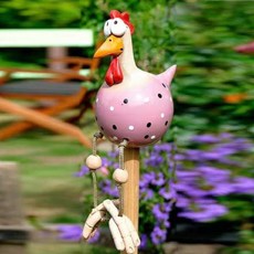 Ensseo 雞雕像花園裝飾品, 粉紅色