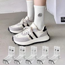 삭스판다 여성용 라인 밴딩 장목 양말 5켤레
