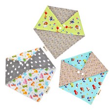 benian 嬰幼兒雙面三角口水巾 呠呠車 + 哈囉恐龍 + 動物聯盟組合