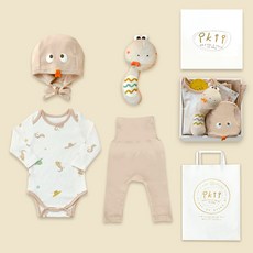 ikii 뱀띠 긴소매 내의 바디슈트 + 레깅스 + 모자 + 인형 선물 세트 + 쇼핑백