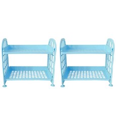 Ninshop 可愛迷你可折疊多功能置物架, 2個, 藍色