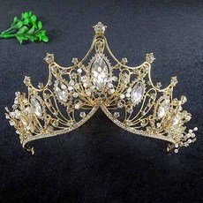 Damon珠飾樹枝裝飾自助婚禮皇冠 RTY007, 1個, 金色