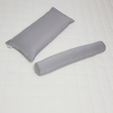 ahtty blanc 雙面莫代爾寬版嬰兒枕 + 枕套2件 + 枕芯 + 身體枕套組, 灰色