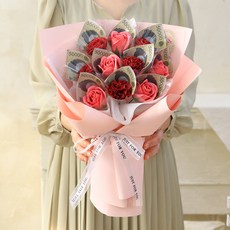 센트바스켓 땡큐 카네이션 로즈 돈꽃다발 10p 세트, 블랙베리핑크, 1세트
