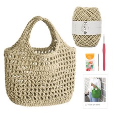 Yarna 三角針織網袋DIY套組, 37淺米色, 1組