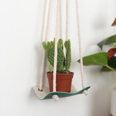 JHCompany 圓形方形懸掛式花盆架 2件組, 綠色, 1個