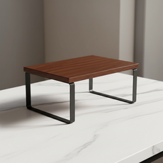 마켓피아 모니터 받침대 데스크 정리대 미니 테이블 소형 30 x 19 x 14.2 cm, 월넛색상 + 블랙 프레임