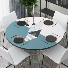 마켓A 옵티컬 기하학 방수 원형 식탁보, TYPE01, 110 x 110 cm