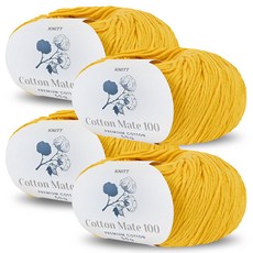 니뜨 코튼메이트 100 뜨개실 50g, 31 딥옐로우, 4개 31 딥옐로우, 4개