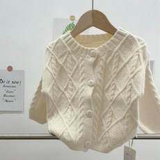 IAMBEBE 兒童菱形麻花針織開襟衫