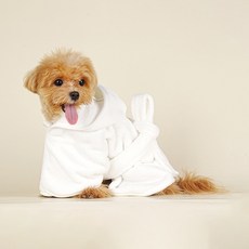 PASTEL PET 寵物簡約飯店風浴袍, 1個, 白色
