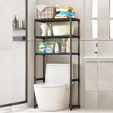 廁所浴室置物架, 3層, 黑色