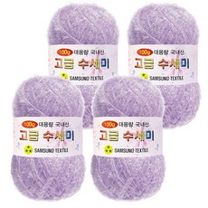 Yarna 100g 大容量高級菜瓜布編織線 4入 + A款印刷圖案 8種組合, 132 粉彩紫, 1套