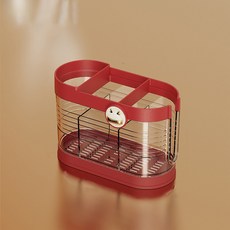 Mondspot 微笑復古三格隔板瀝水餐具筒 YY57417, 金紅色, 1個