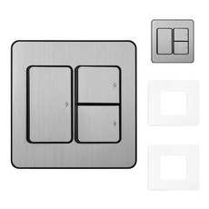 CHEIL ELECTRIC Diatplus 開關 1ro 3-prong 2pcs 金屬銀 + 透明壓克力蓋 BOM724, 2套