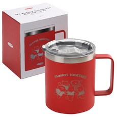 Dailylike My Buddy 不鏽鋼附蓋馬克杯 350ml, 02紅色, 1個