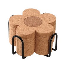 cofv 軟木家用花朵杯墊6入 + 鐵製框架組, 單一顏色, 1套