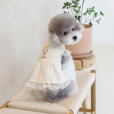 이츠독 강아지 에이프릴 린넨 원피스, 베이지, 1개