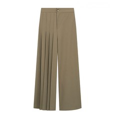 탱커스 여성용 언발 핀턱 플리츠 팬츠